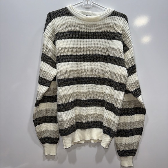 VTG Sweater Graphic Striped Pullover 90's Men's Large‎ Grunge Grandpa - Picture 1 of 11